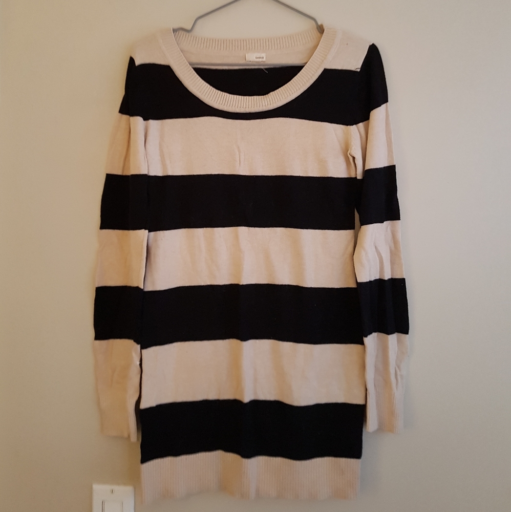 GARAGE black and white striped sweater dress